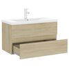 vidaXL Sink Cabinet With Basin Sonoma Oak, White Engineered Wood, Ceramic