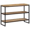 vidaXL Console Table Natural Wood, Black Solid Mango Wood, Iron Slim