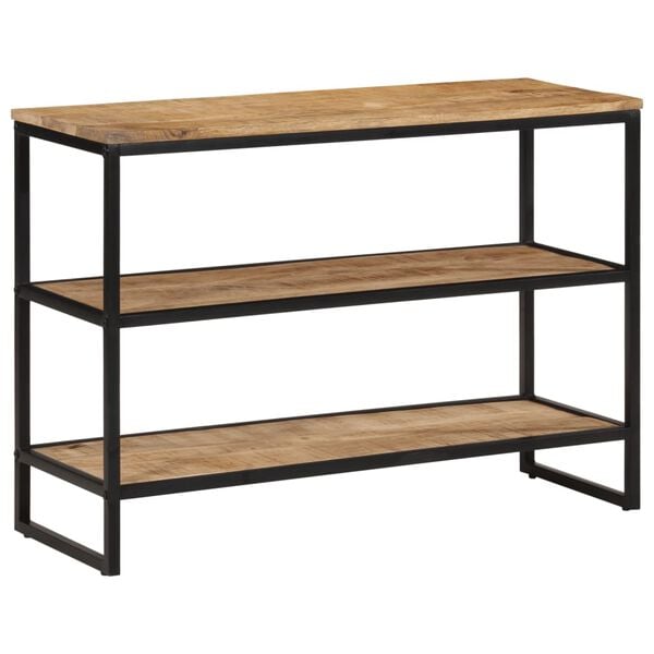 vidaXL Console Table Natural Wood, Black Solid Mango Wood, Iron Slim
