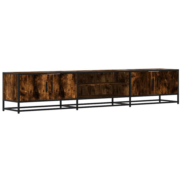 vidaXL TV Cabinet Smoked oak Engineered wood, Metal Large TV Cabinet