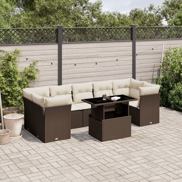 vidaXL Garden Sofa Set Brown PE rattan Large Modular Garden Sofa Set