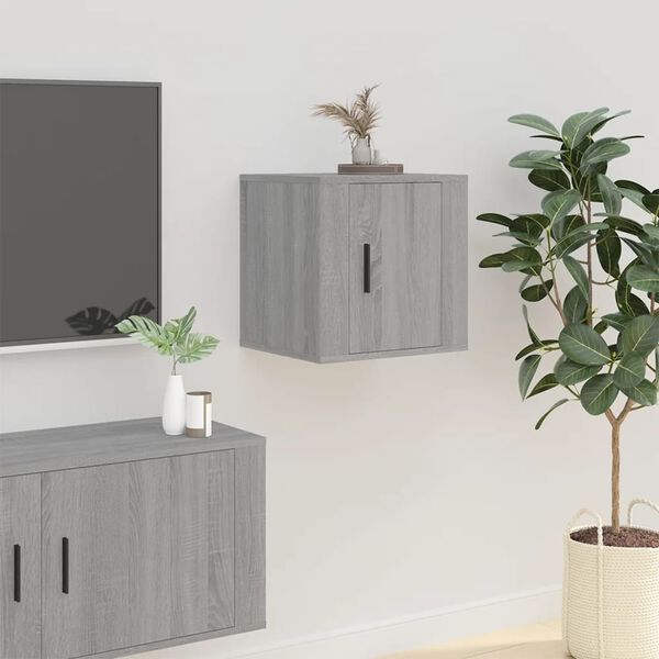 vidaXL Wall Mounted TV Cabinet Set of 2 Gray sonoma Engineered wood