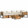 vidaXL Garden Sofa Set Cream White Solid Acacia wood Large