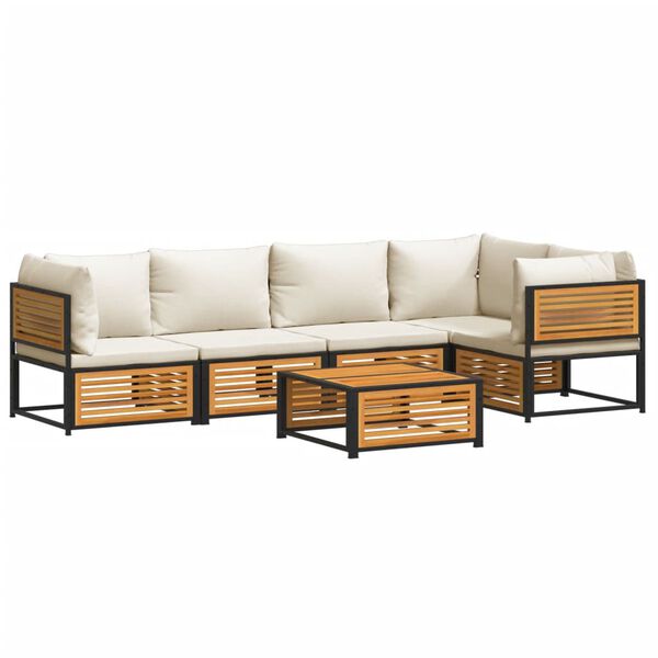 vidaXL Garden Sofa Set Cream White Solid Acacia wood Large