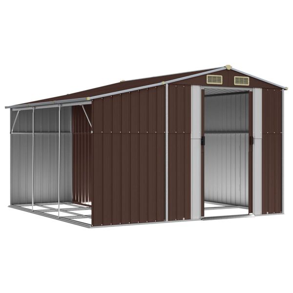 vidaXL Garden Shed Brown Galvanized Steel Large Garden Shed