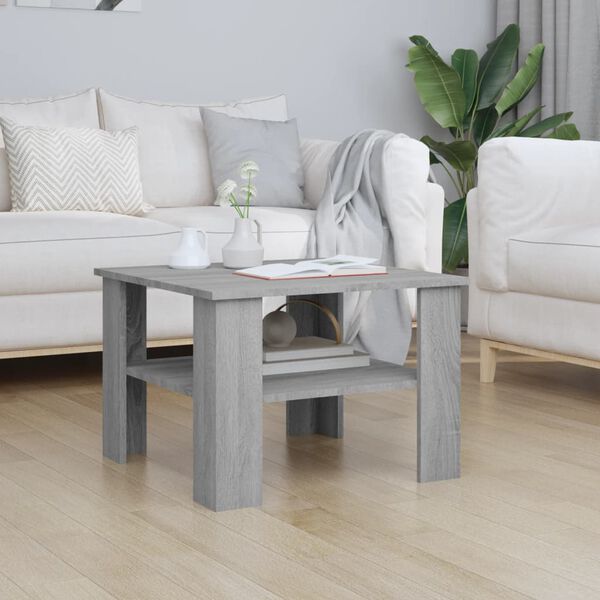 vidaXL Coffee Table Gray sonoma Engineered wood 23.6x23.6x16.5 in