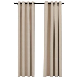 vidaXL Linen-Look Blackout Curtains with Grommets 2pcs Beige 140x88.6 "