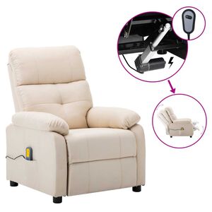 vidaXL Massage Recliner Cream Fabric