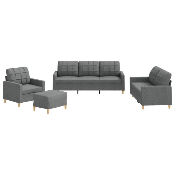 vidaXL Sofa Set Dark grey Fabric (100% polyester), metal, textilene, plywood