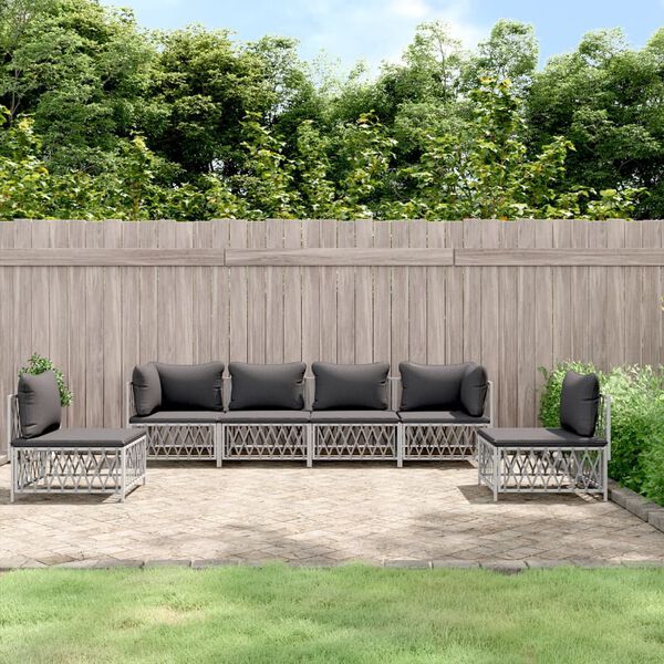 vidaXL Garden Lounge Set White Woven fabric, powder-coated steel, textilene