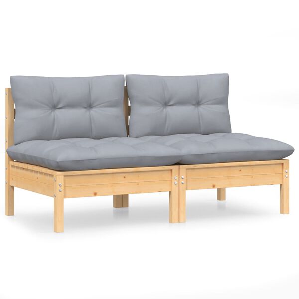 vidaXL 2-seater Garden Sofa Gray, Natural Wood