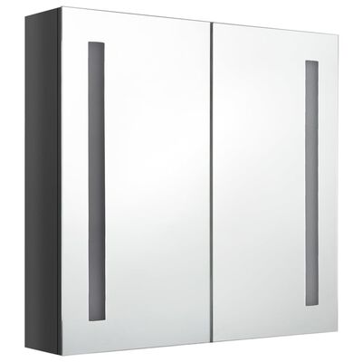 vidaXL LED Bathroom Mirror Cabinet Shining Gray 24.4"x5.5"x23.6"