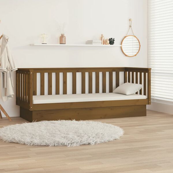 vidaXL Day Bed Honey brown Solid pine wood Twin