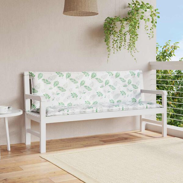 vidaXL Garden Bench Cushion Set of 2 Leaf Pattern 100% Polyester