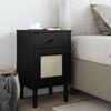 vidaXL Bedside Cabinet Black Solid pine wood, engineered wood, poly rattan