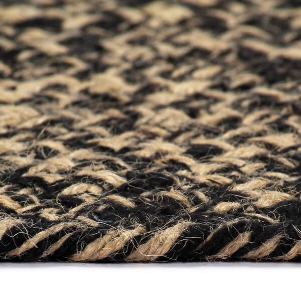 vidaXL Rug Black and brown Braided jute and cotton 94.5 in diameter