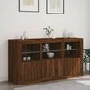 vidaXL Sideboard Brown Oak Engineered Wood, Glass Medium Sideboard