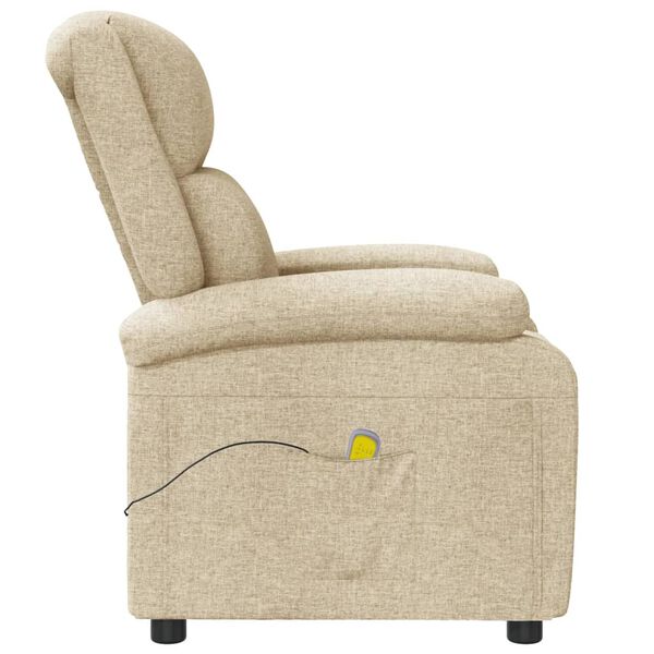 vidaXL Massage Recliner Cream Fabric