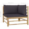 vidaXL Garden Lounge Set Dark grey Bamboo and 100% polyester fabric Large