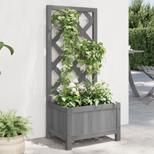 vidaXL Planter Grey Solid fir wood Medium Planters Planter