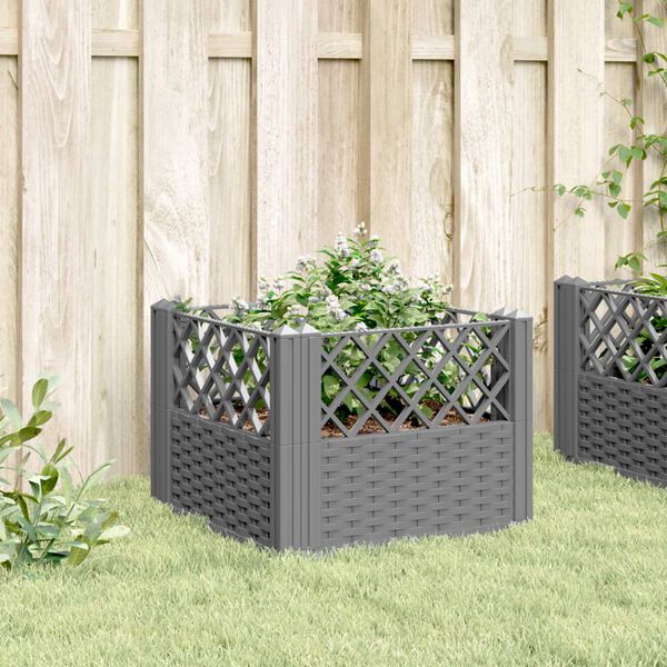vidaXL Garden Planter Light grey PP (polypropylene) 17.1 x 17.1 x 17.1 in