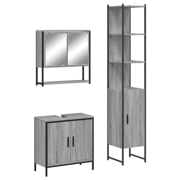 vidaXL Bathroom Furniture Set Grey Sonoma