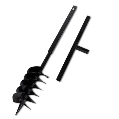 vidaXL Ground Drill Handle Auger Bit 5.91" Black Three Spirals Steel