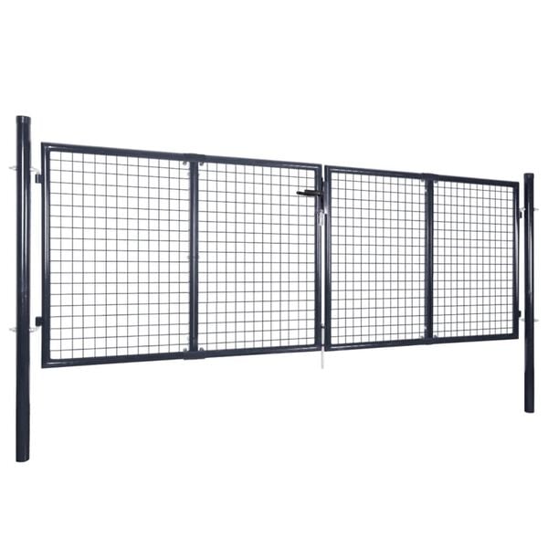 vidaXL Mesh Garden Gate Galvanised Steel 118.1x39.4" Grey