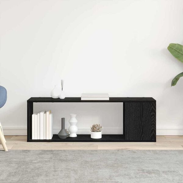 vidaXL TV Cabinet Set Black 39.37 x 9.45 x 24.80 in Engineered Wood