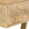 vidaXL Writing Desk Natural with Brass Solid Mango Wood and Steel