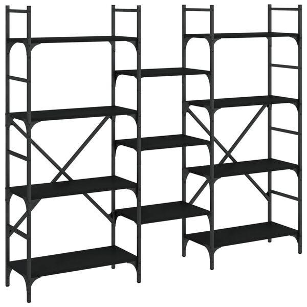 vidaXL Bookshelf Black Engineered Wood Tall Bookshelf Rectangular