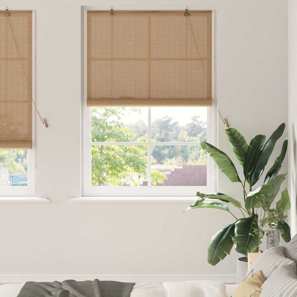 vidaXL Roller Blind with Curtains Manual Brown 47.24 x 86.61 in Bamboo