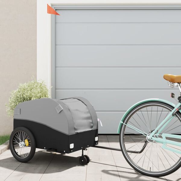 vidaXL Bike Trailer Black and Gray 99.2 lb Iron