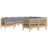 vidaXL Garden Lounge Set Grey Solid Pinewood, 100% Polyester Medium
