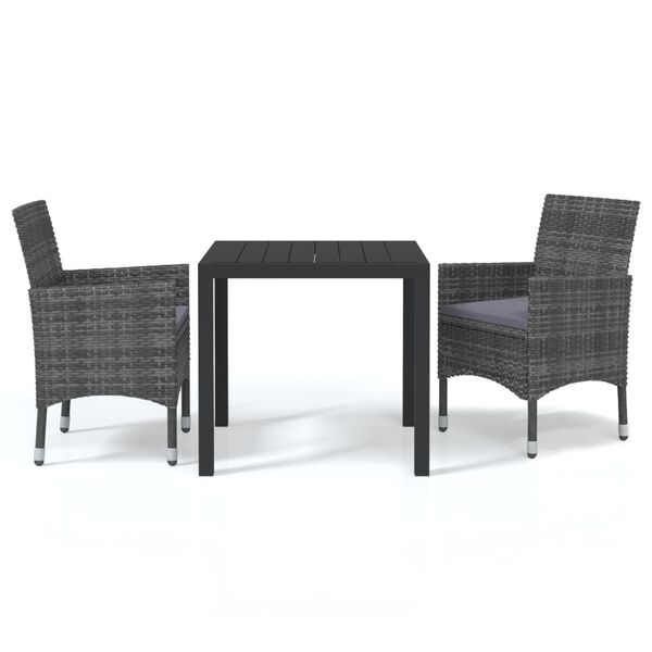 vidaXL Dining Set Grey Poly Rattan Medium Light Weight Dining Set