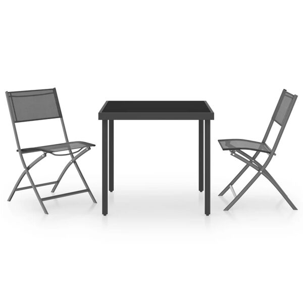 vidaXL Outdoor Dining Set Black and Gray for the table, Gray for the chair