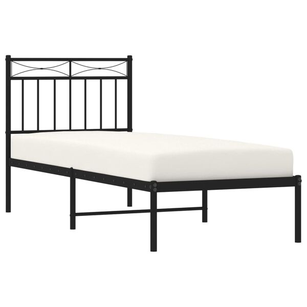 vidaXL Bed Frame Black Powder-Coated Steel Small Single Bed Frame