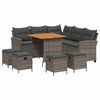 vidaXL Garden Sofa Set Grey PE rattan Large Removable Covers