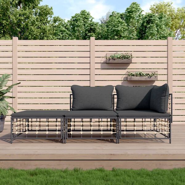 vidaXL Garden Lounge Set Anthracite Poly rattan Medium Modular