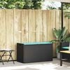vidaXL Patio Storage Bench with Cushion Black 39.4" Poly Rattan