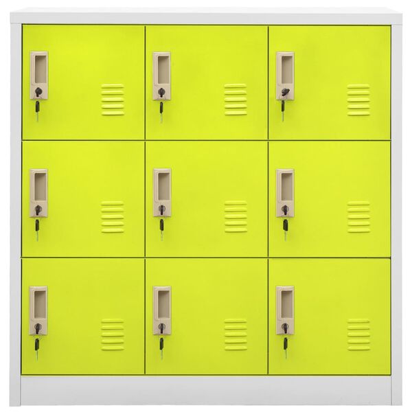 vidaXL Locker Cabinet Set of 5 Light Grey and Green Steel 36.4 in tall
