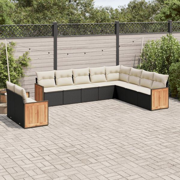 vidaXL Garden Sofa Set Black PE rattan 10-piece set Modular