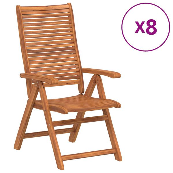 vidaXL Garden ChairSet of 8 Wood Color Solid Acacia Wood Standard