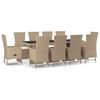 vidaXL 11 Piece Patio Dining Set with Cushions Beige Poly Rattan