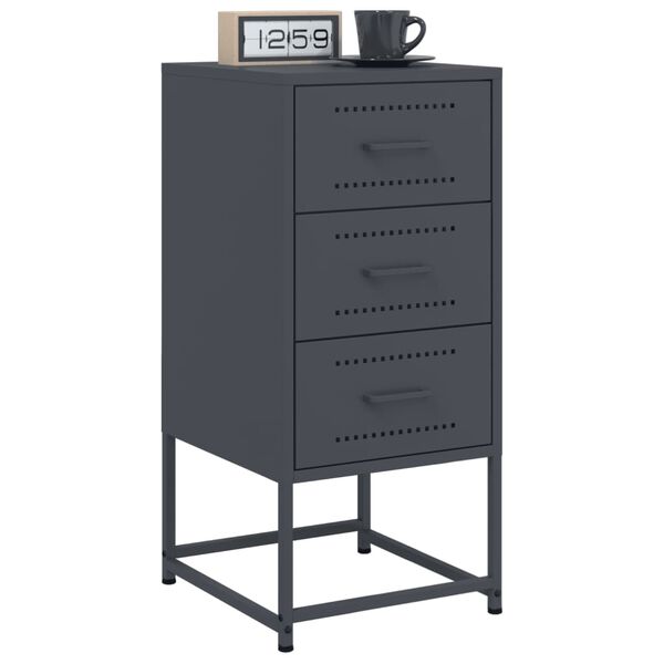 vidaXL Bedside Cabinet Anthracite Steel 14.2 x 15.4 x 30.7 in
