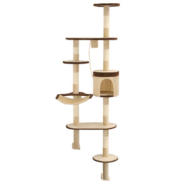 vidaXL Cat Tree Beige and Brown Particle board, plush, sisal rope