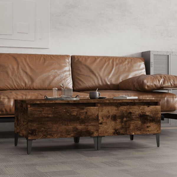 vidaXL Side Table Set of 2 Smoked oak Engineered wood, metal Small