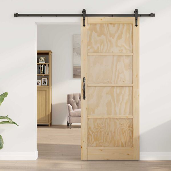 vidaXL Sliding Door ORKDAL Natural and Black 32.68 x 79.53 in