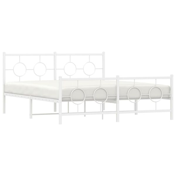 vidaXL Bed Frame White Powder-coated steel Full Bed Frame Rectangular
