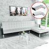 vidaXL Sofa Bed White and Black Faux Leather, Wood, Plywood Large
